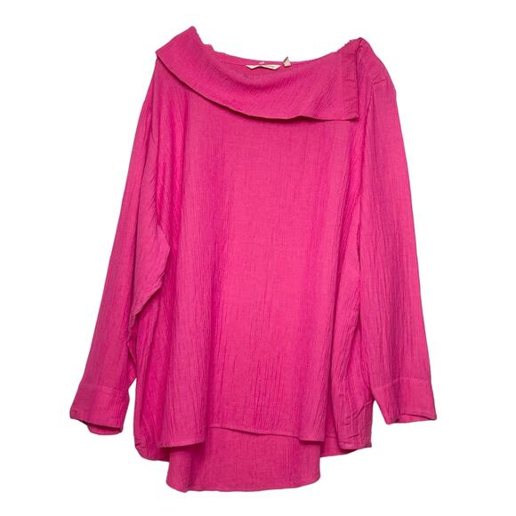 NWT SOFT SURROUNDINGS Tunic Top 3X Pink Buttons-Cowl-Collar-Shoulder Slub Long-S - Picture 3 of 9